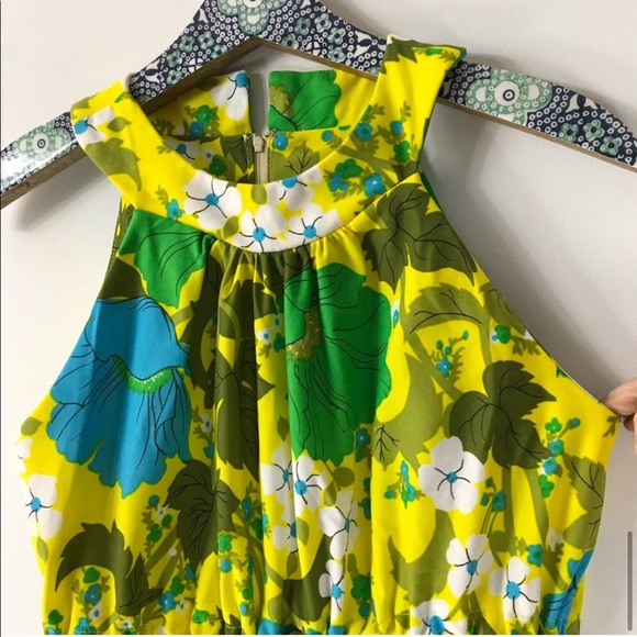 VINTAGE 60’s Retro Psychedelic Floral Maxi Dress - Picture 9 of 16